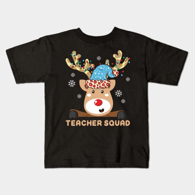 Teacher Squad Cutest Reindeer Squad Kids T-Shirt by MZeeDesigns